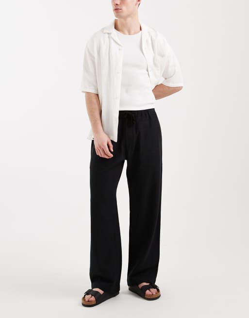 Abercrombie & Fitch - Pantaloni ampi neri in misto lino, 2 di 5