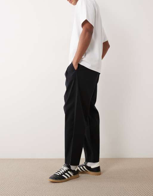 Abercrombie & Fitch - Pantaloni ampi neri in popeline a pieghe, 3 di 5