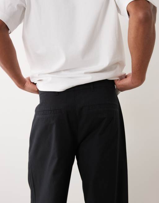 Abercrombie & Fitch - Pantaloni ampi neri in popeline a pieghe, 4 di 5