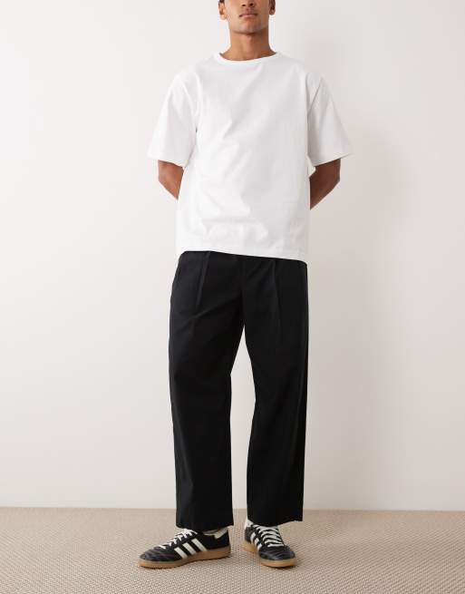 Abercrombie & Fitch - Pantaloni ampi neri in popeline a pieghe, 5 di 5