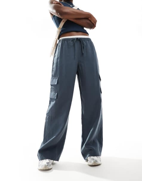 Abercrombie & Fitch - Pantaloni cargo grigi allacciati in vita - view 1
