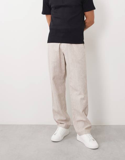 Abercrombie & Fitch - Pantaloni comodi eleganti dritti in misto cotone e lino grigi - view 1