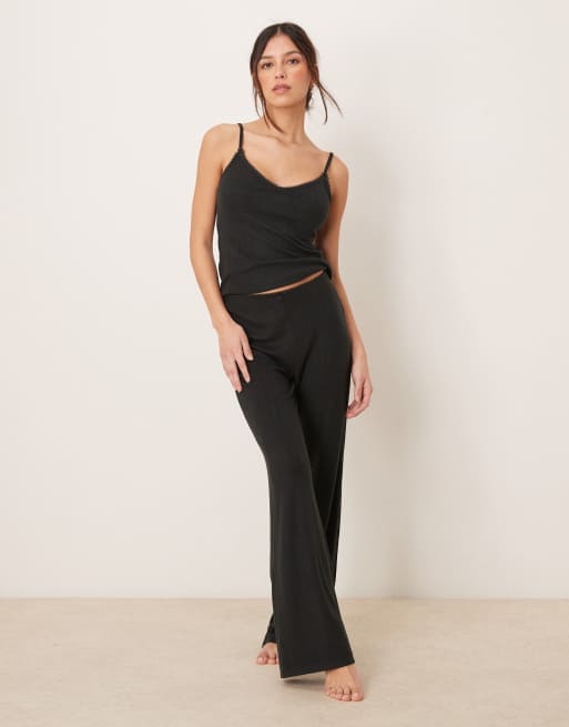 Abercrombie & Fitch - Pantaloni del pigiama traforati neri in coordinato