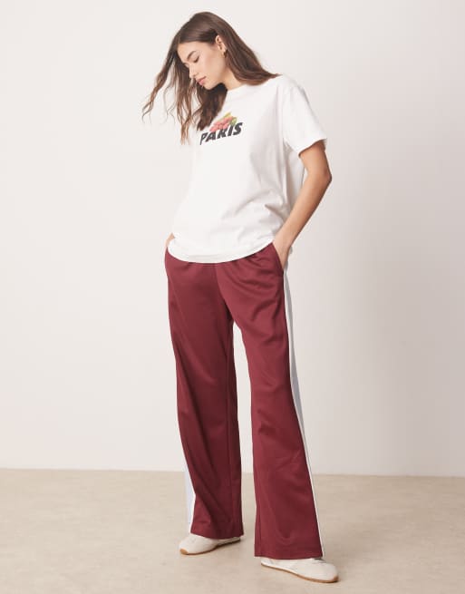 Abercrombie & Fitch - Pantaloni della tuta rossi a vita medio alta con coulisse