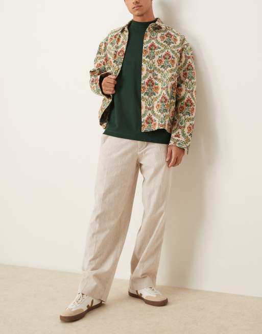 Abercrombie & Fitch - Pantaloni larghi in misto lino color cuoio
