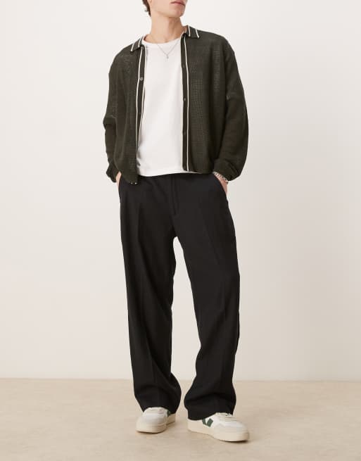 Abercrombie & Fitch - Pantaloni larghi neri con dettagli carpenter