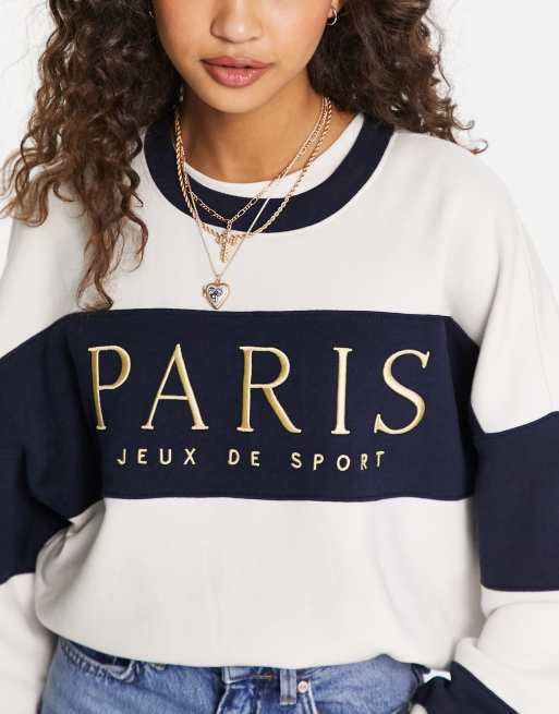Abercrombie & Fitch – Paris – Blårandig sweatshirt med rund halsringning , 3 av 4