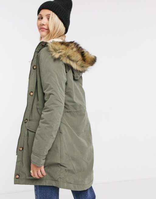 Abercrombie u0026 Fitch - Parka avec doublure sherpa - Kaki | ASOS