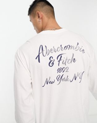 Abercrombie & Fitch patch & back logo long sleeve top in white
