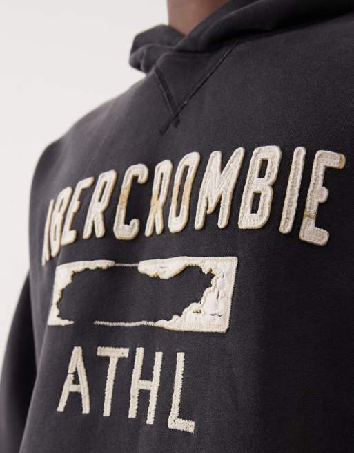 Abercrombie & Fitch patch logo hoodie in black, 5 of 5