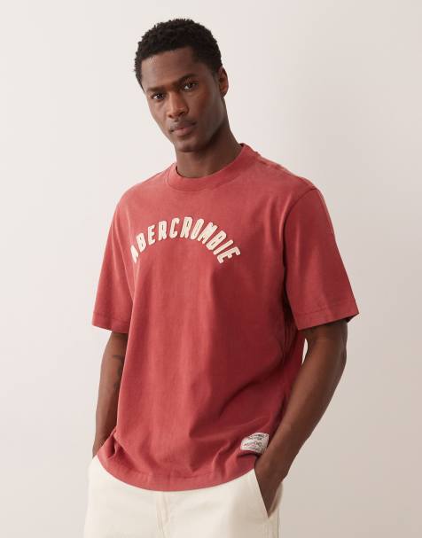 Abercrombie & Fitch patch logo t-shirt in washed red