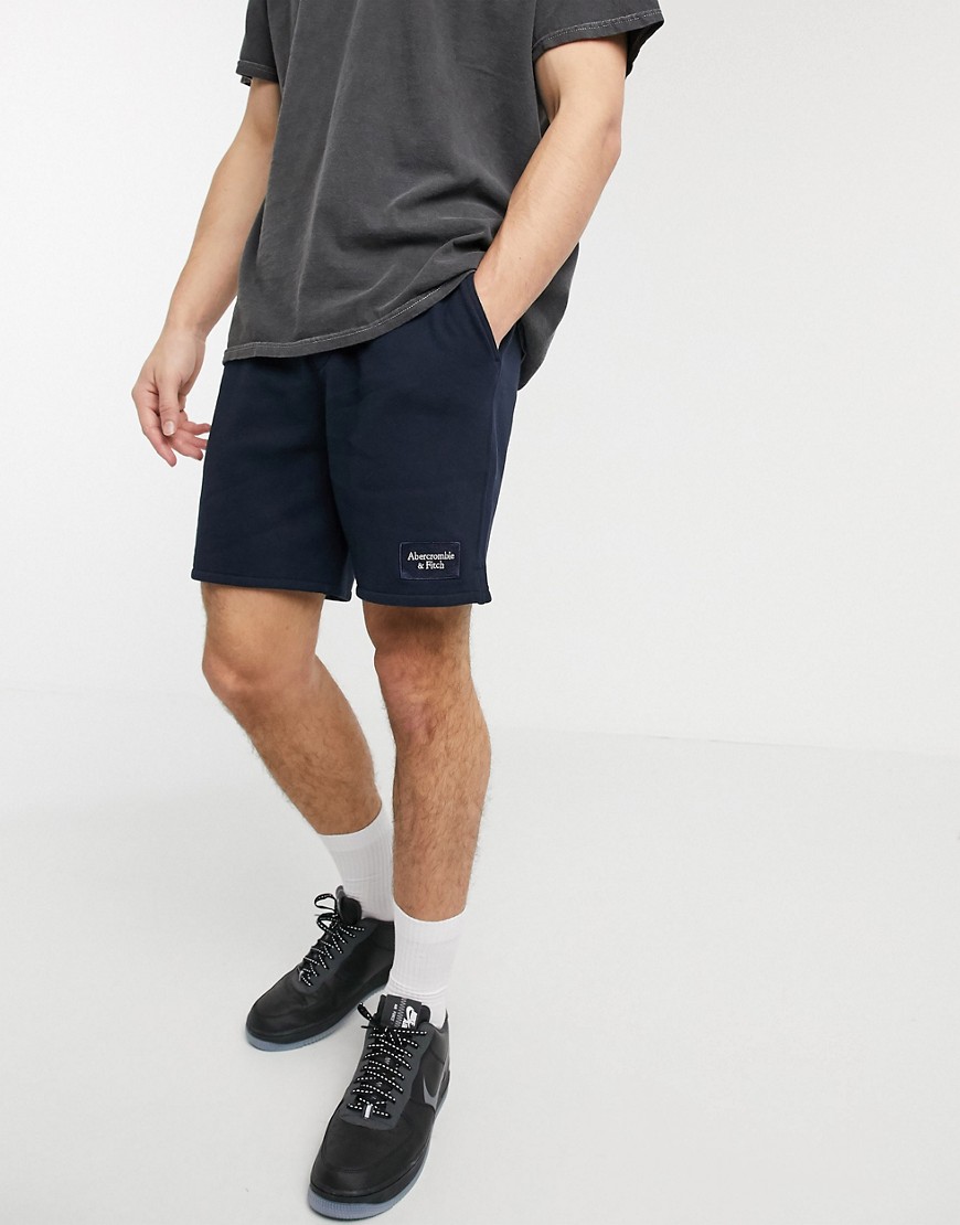 Abercrombie & Fitch patch sweat shorts in navy