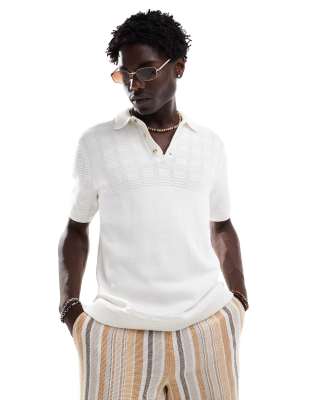 Abercrombie & Fitch Abercrombie & Fitch pattern knit cropped polo in white