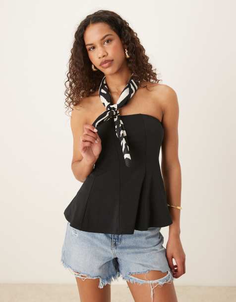 Abercrombie & Fitch peplum tube top in black - view 1