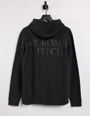 Abercrombie & Fitch Photoreal Back Print Logo Hoodie In Black