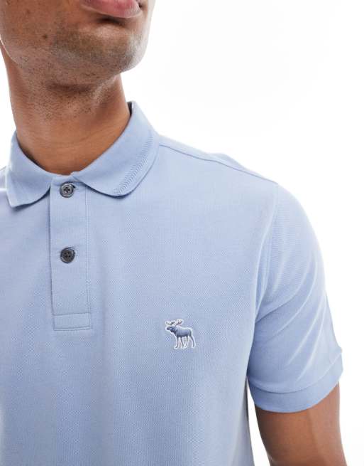 Abercrombie & Fitch – Pikee-Polohemd mit Logo in Hellblau, 2 von 4