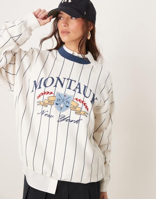 Abercrombie & Fitch - Pile color crema multicolore a righe con motivo