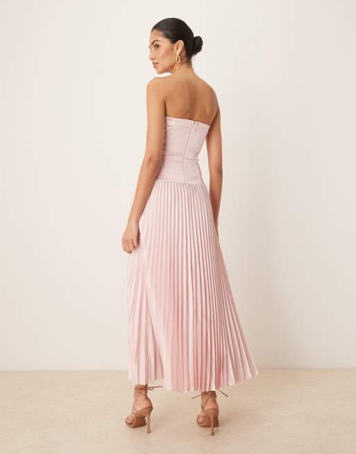 Abercrombie & Fitch - Pink stropløs flagrende maxikjole, 3 af 4