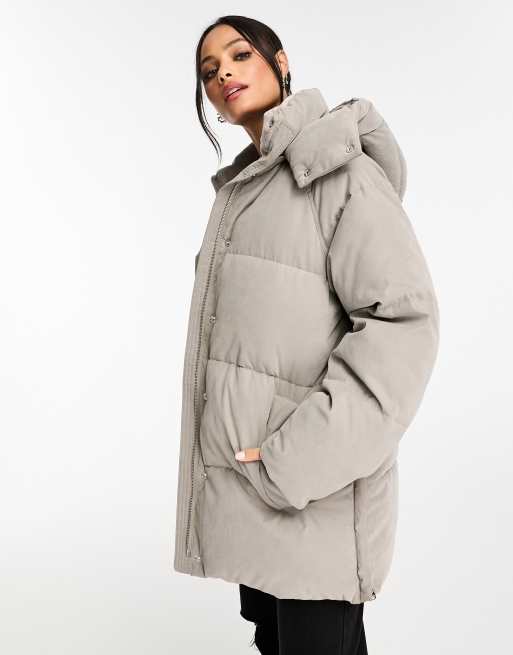 Abercrombie & Fitch - Piumino taglio medio marrone chiaro con cappuccio