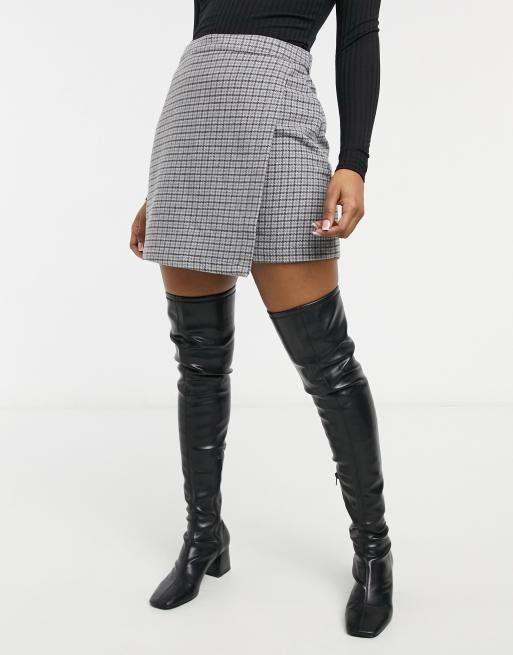 Abercrombie Fitch plaid wrap mini skirt in grey