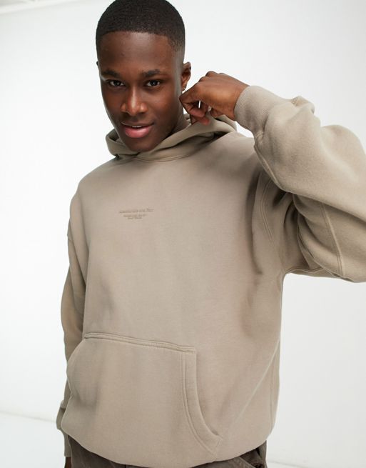 Abercrombie & Fitch plastisol central logo hoodie in brown | ASOS