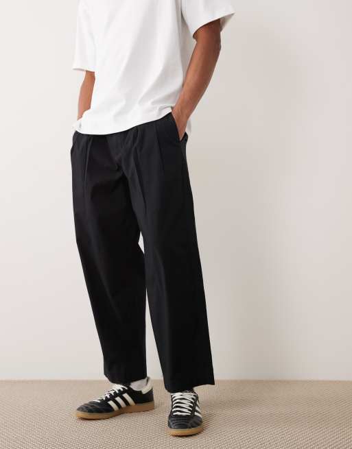 Abercrombie & Fitch pleated baggy poplin pants in black | ASOS