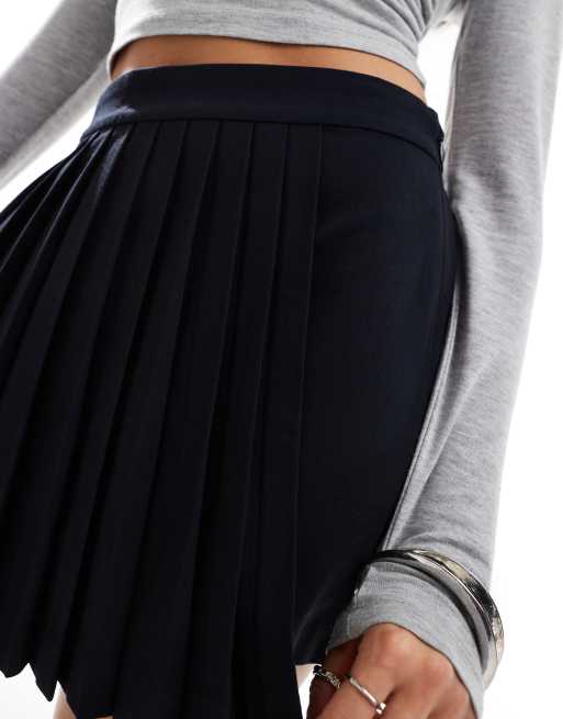 Abercrombie & Fitch pleated wrap skort in black, 3 of 5