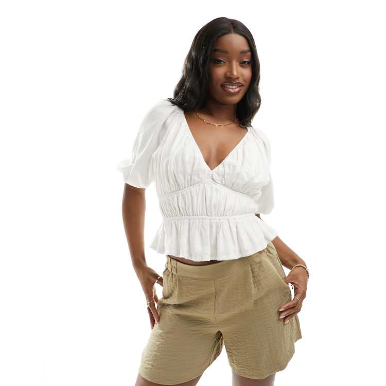 Plus size puff sleeve top hotsell