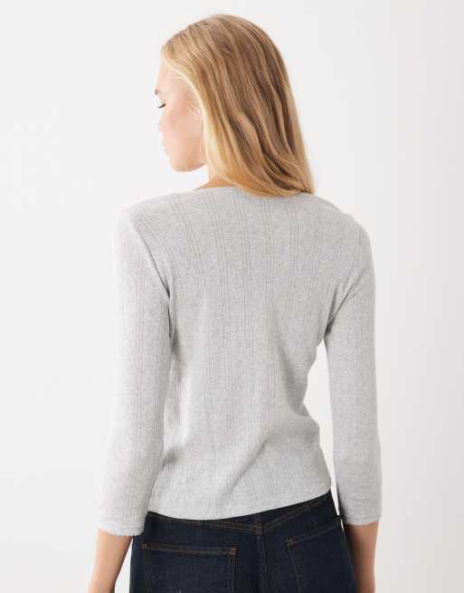 Abercrombie & Fitch pointelle cami og cardigan i lysegrå, 4 af 4
