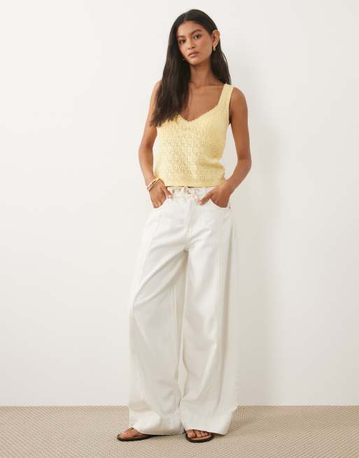 Abercrombie & Fitch pointelle fluffy cami-top i gul, 3 af 4