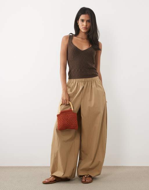 Abercrombie & Fitch pointelle fluffy cami top in brown, 2 of 4