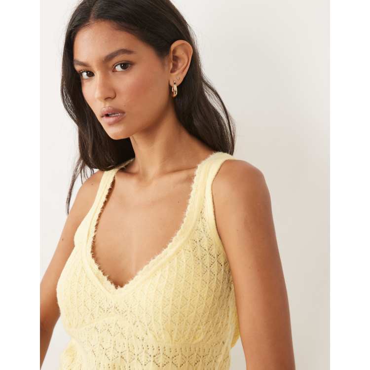 Abercrombie & Fitch pointelle fluffy cami top in yellow | ASOS