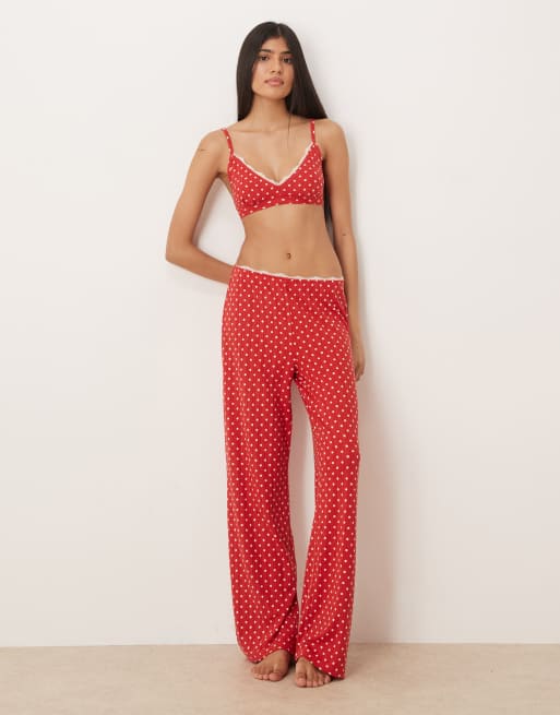 Abercrombie & Fitch pointelle mix & match pajama set in red polka dot, 5 of 5
