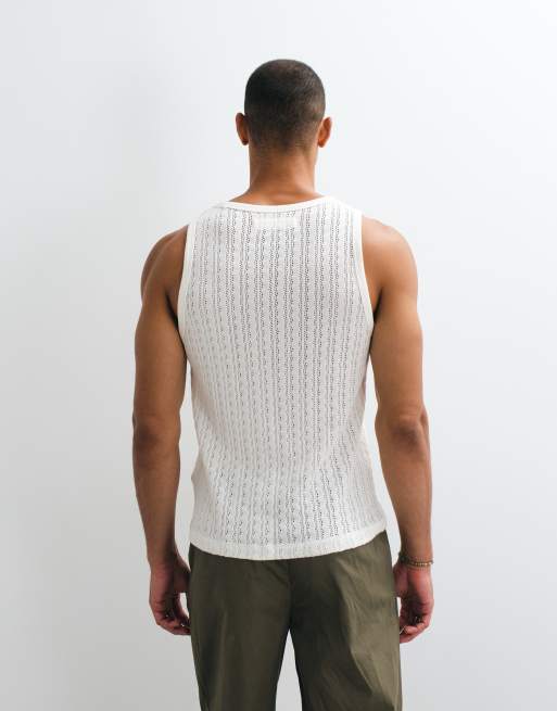 Abercrombie & Fitch pointelle tank top in cream, 5 of 5