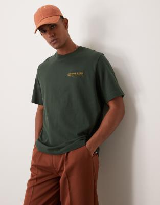 Abercrombie & Fitch Abercrombie & Fitch polished embroidered logo t-shirt in dark green