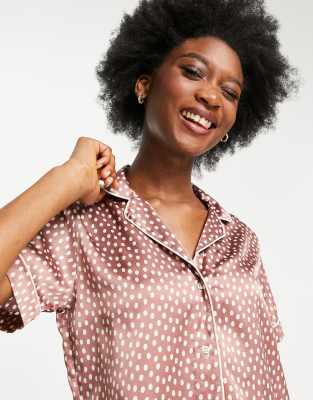 Abercrombie & Fitch polka dot sleep shirt co-ord in pink print - ASOS Price Checker