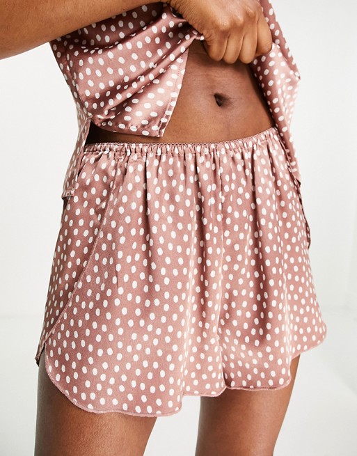 Abercrombie & Fitch polka dot sleep short co-ord in pink