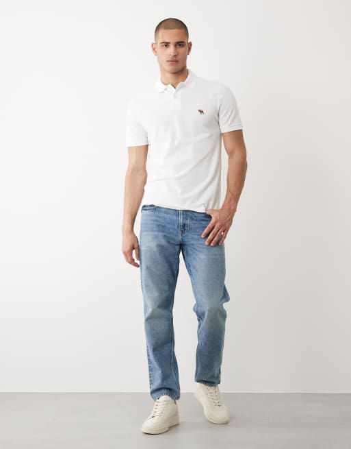 Abercrombie & Fitch - Polo a maniche corte bianca con logo, 2 di 5