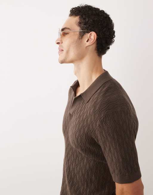 Abercrombie & Fitch - Polo a maniche corte in maglia marrone, 4 di 5