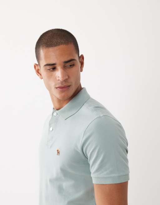 Abercrombie & Fitch - Polo a maniche corte verde salvia con logo, 3 di 5