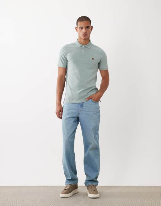 Abercrombie & Fitch - Polo a maniche corte verde salvia con logo, 5 di 5