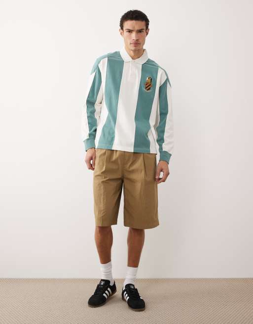 Abercrombie & Fitch - Polo a maniche lunghe stile rugby blu e bianca a righe, 2 di 5
