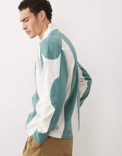 Abercrombie & Fitch - Polo a maniche lunghe stile rugby blu e bianca a righe, 3 di 5