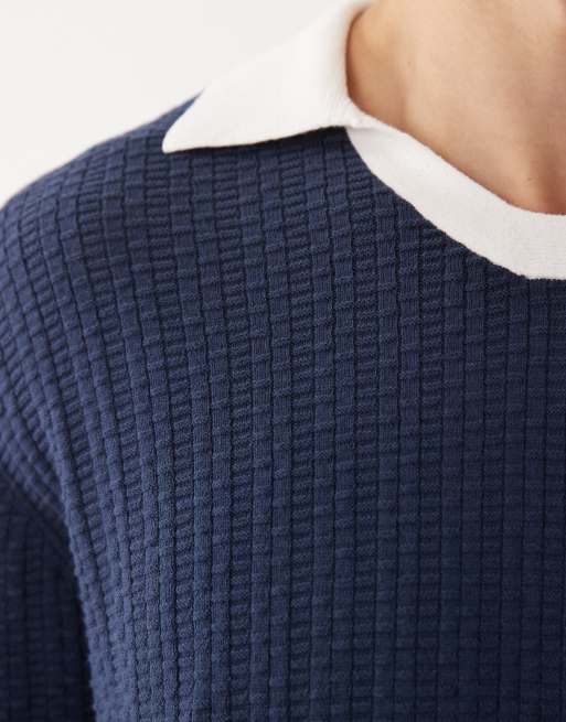 Abercrombie & Fitch - Polo blu con colletto a contrasto, 2 di 5