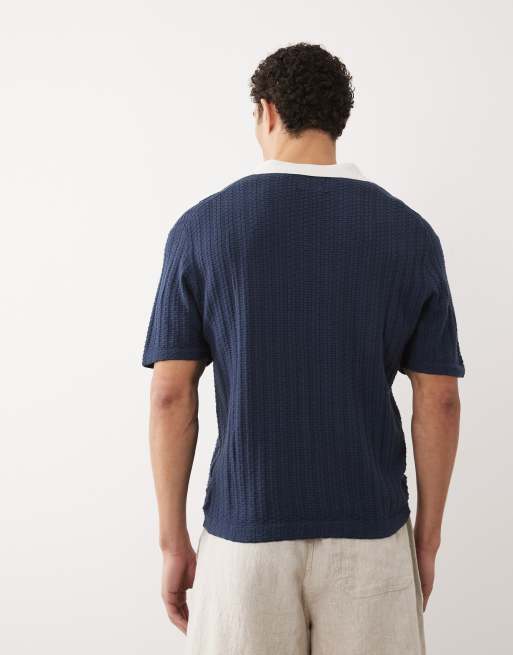 Abercrombie & Fitch - Polo blu con colletto a contrasto, 4 di 5