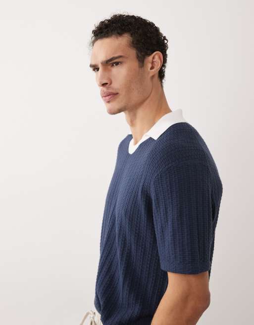 Abercrombie & Fitch - Polo blu con colletto a contrasto, 5 di 5