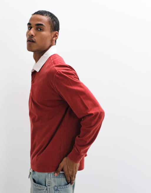Abercrombie & Fitch polo de rugby à col contrastant rouge, 4 de 9