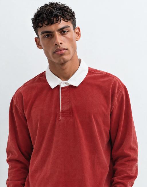 Abercrombie & Fitch polo de rugby à col contrastant rouge, 6 de 9
