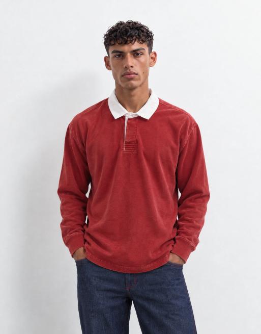 Abercrombie & Fitch polo de rugby à col contrastant rouge, 8 de 9