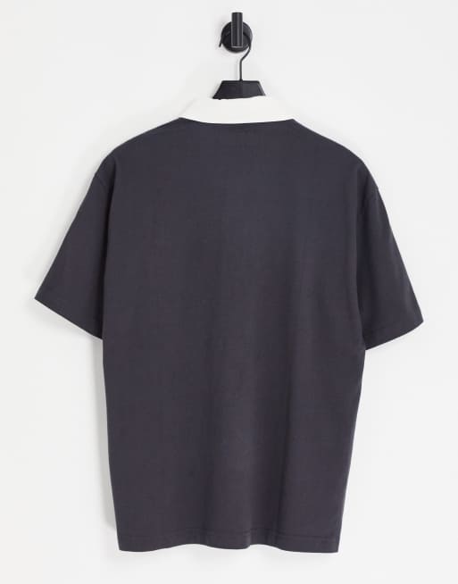 Abercrombie & Fitch - Polo de rugby oversize à manches courtes - Noir, 2 de 4